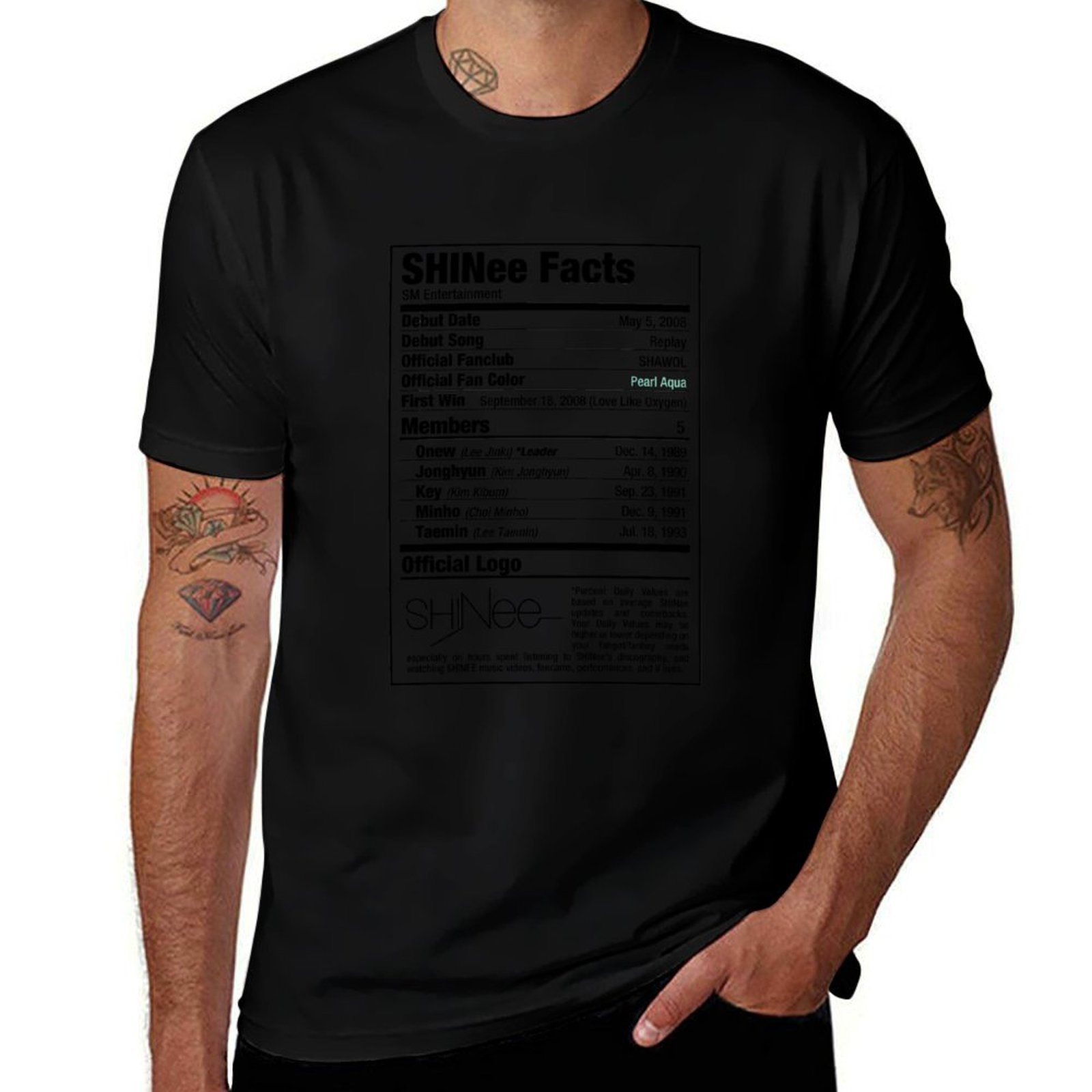 Nutrition For Fitness Training - T-shirt SHINee Kpop Nutritional Facts, T-shirt