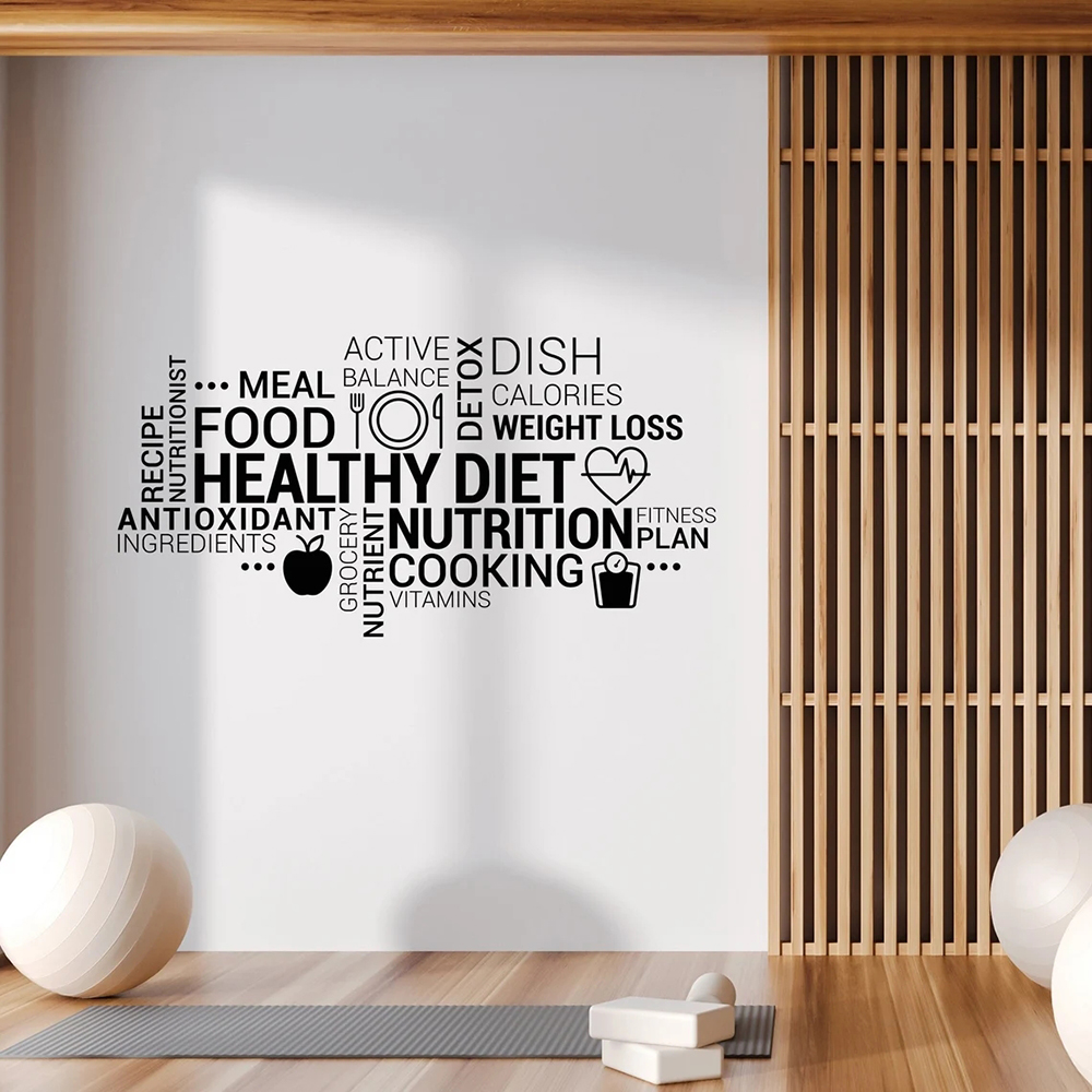 Nutrition Fitness Health - Autocollant Mural en vinyle pour manger