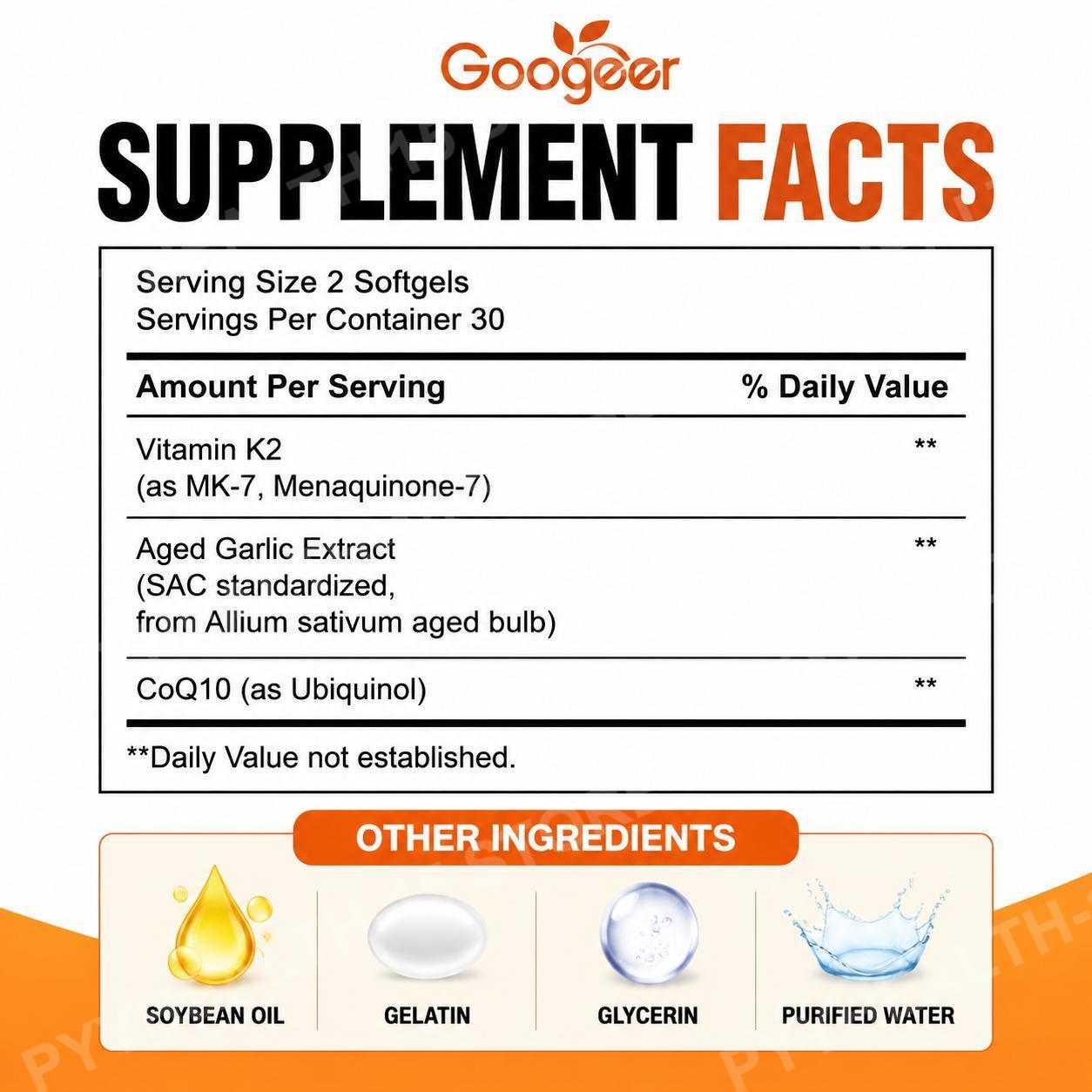 Googeer Gélules d'ail inodore  - Coq10 Ubiquinol Softgel avis et prix